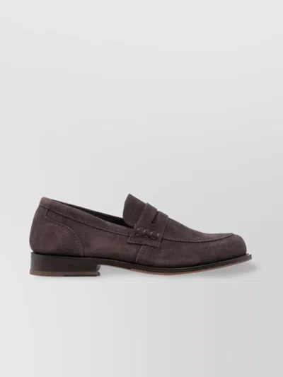 Tricker's Almond Toe Penny Strap Suede Loafers In Multi