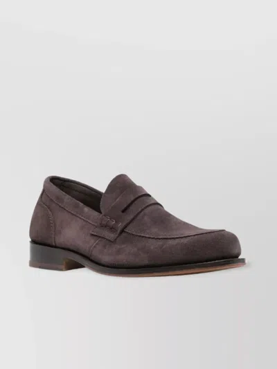 Tricker's Almond Toe Penny Strap Suede Loafers In Multi
