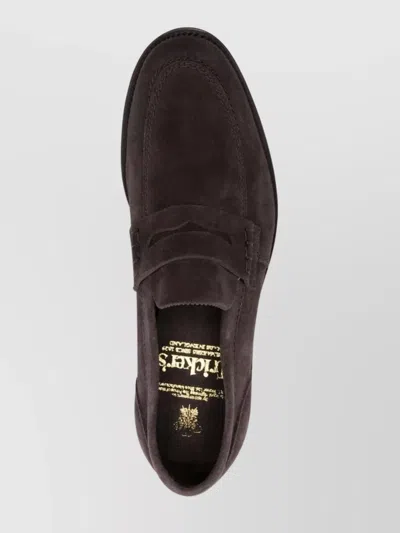 Tricker's Almond Toe Penny Strap Suede Loafers In Multi