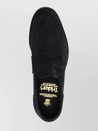 Tricker's Deep Navy Suede Moccasin With Rubber Sole In Black
