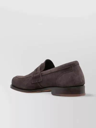Tricker's Almond Toe Penny Strap Suede Loafers In Multi