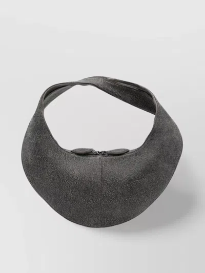 Maeden Zip Medium Bag Curved Shape In Gray