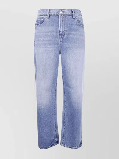 7 For All Mankind "calie" Straight Ankle Fancy With Raw Cut In Blue