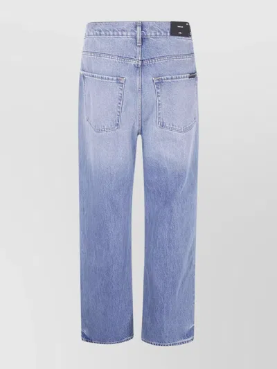 7 For All Mankind "calie" Straight Ankle Fancy With Raw Cut In Blue