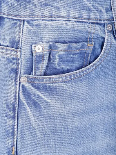 7 For All Mankind "calie" Straight Ankle Fancy With Raw Cut In Blue