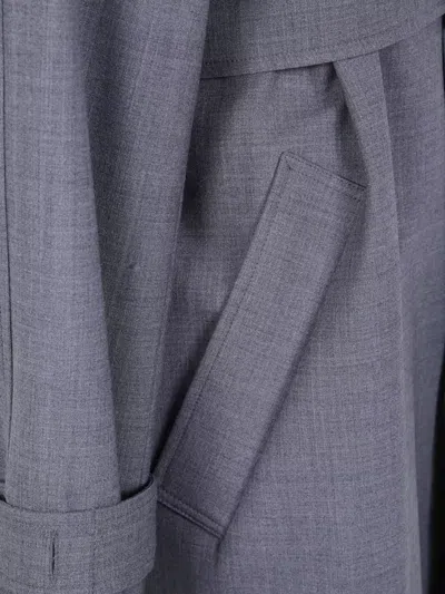 Semicouture Waist Belted Trench Coat In Blue