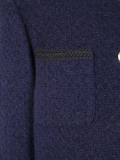 Semicouture "ricarda" Textured Fabric Jacket With Front Pockets In Blue