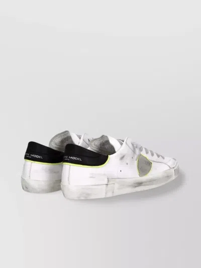 Philippe Model Prsx Low Sneakers In White Leather In Animal Print