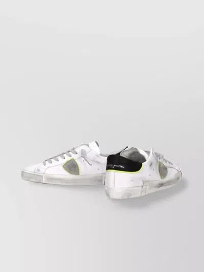 Philippe Model Prsx Low Sneakers In White Leather In Animal Print