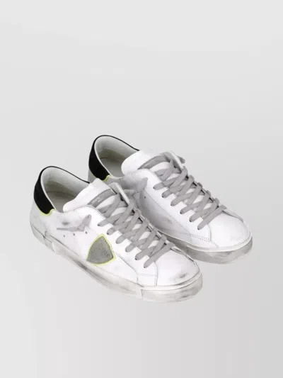 Philippe Model Prsx Low Sneakers In White Leather In Animal Print
