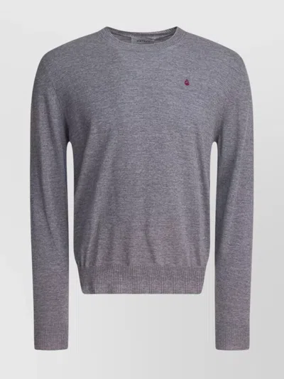 Alexander Mcqueen Timeless Crewneck Sweater With Ribbed Details In Gray