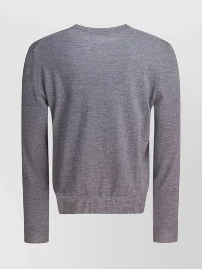 Alexander Mcqueen Timeless Crewneck Sweater With Ribbed Details In Gray