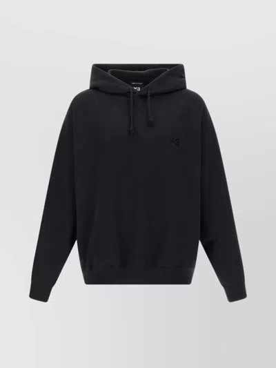 Y-3 Hoodie With Drawstring Hood And Ribbed Finish In Black