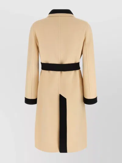 Valentino Ivory Black Single-breasted Coat In Brown