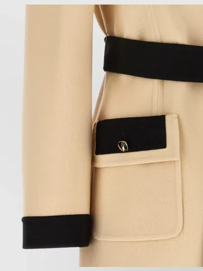 Valentino Ivory Black Single-breasted Coat In Brown