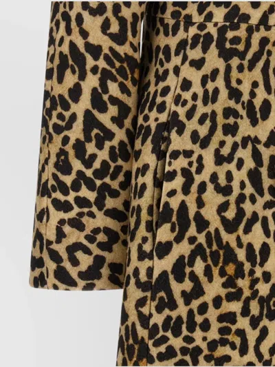 Valentino Leopard Print Double Breasted Coat With Belt In Brown