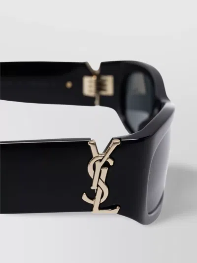 Saint Laurent Rectangle Frame Sunglasses Thick Temples In Black