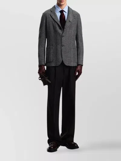 Emporio Armani Micro Chevron Textured New York Fit Shirt In Blue