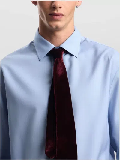 Emporio Armani Micro Chevron Textured New York Fit Shirt In Blue