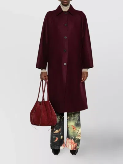 Harris Wharf London Wool Raglan Sleeve Coat With Welt Pockets In Red