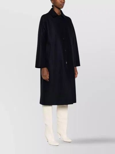 Harris Wharf London Wool Coat With Raglan Sleeves And Pockets In Black