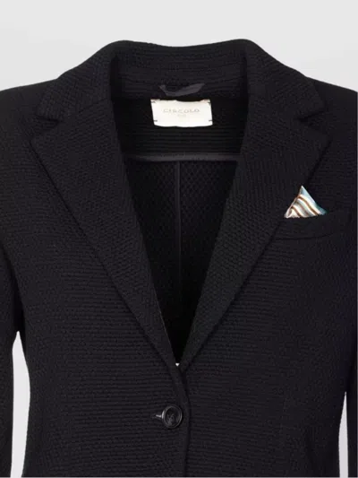 Circolo 1901 Knitted Jacket With Front Pockets And V-neck In Black