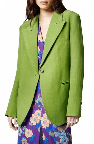 Smythe Linen Blend Blazer In Moss In Green