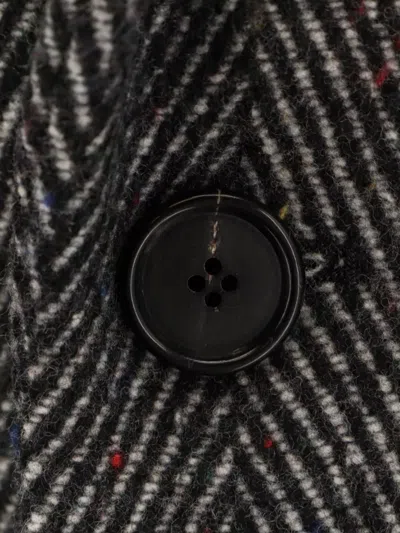 Givenchy Men Wool Blend Coat With Herringbone Motif In Gray