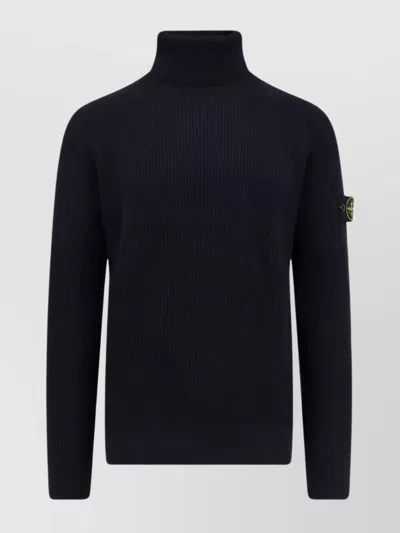 Stone Island Logo Roll-neck Jumper In Black