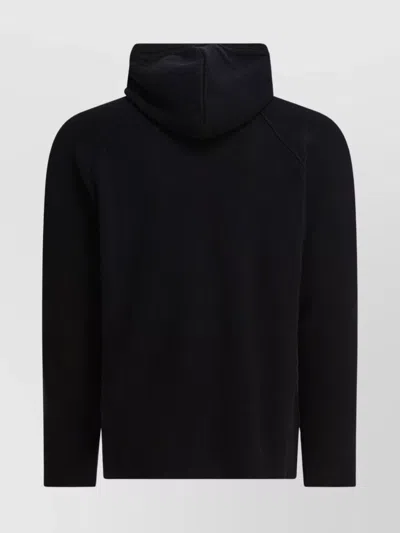 C.p. Company Signature Lens Zip-up Cardigan With Hood In Black