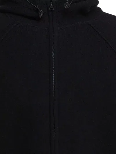 C.p. Company Signature Lens Zip-up Cardigan With Hood In Black