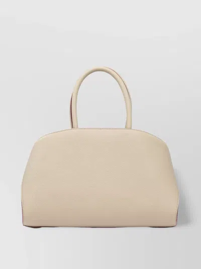 Ferragamo Medium Hug Leather Top Handle Bag In Neutral