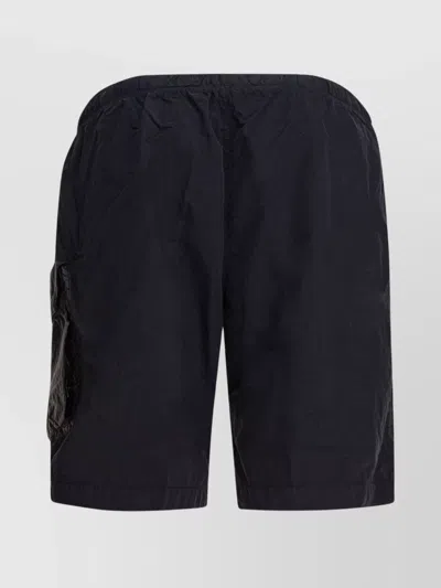 C.p. Company Black Minimalist Beach Shorts With Unique Lens Detail In Black