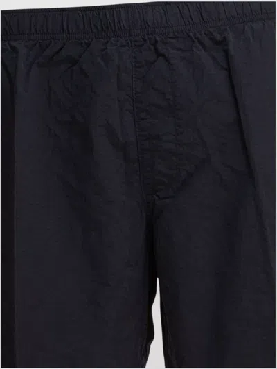 C.p. Company Black Minimalist Beach Shorts With Unique Lens Detail In Black