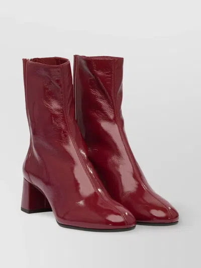 Aquazzura Glossy Finish Ankle Boots With Block Heel In Red