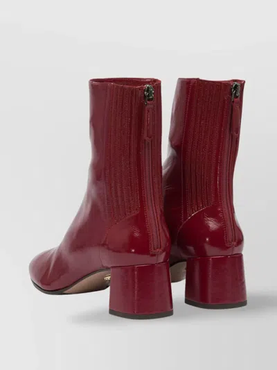 Aquazzura Glossy Finish Ankle Boots With Block Heel In Red
