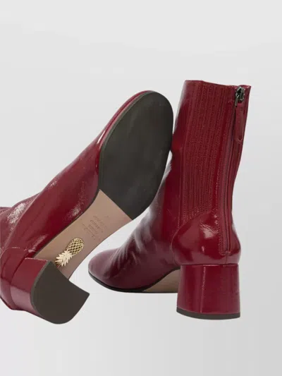 Aquazzura Glossy Finish Ankle Boots With Block Heel In Red