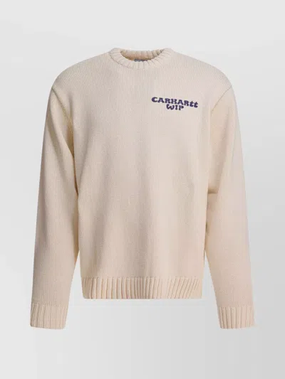 Carhartt Beige Logo Embroidered Sweater In Neutral
