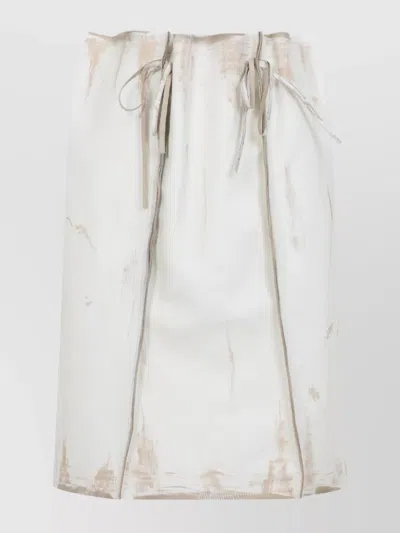 Prada Abstract Print Drawstring Waist Front Slit Skirt In Neutral