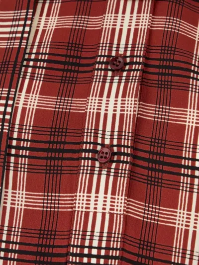 Saint Laurent Silk Blouse With Plaid Pattern And Ruffles In Animal Print