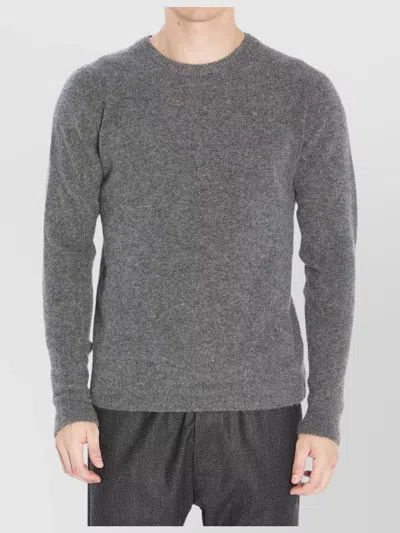 Roberto Collina Ribbed Cashmere Silk Crewneck Sweater In Black