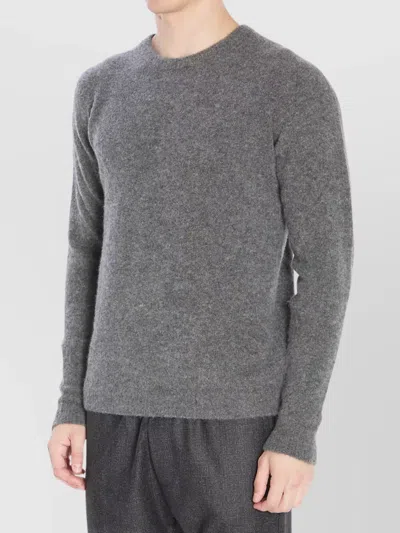 Roberto Collina Ribbed Cashmere Silk Crewneck Sweater In Black