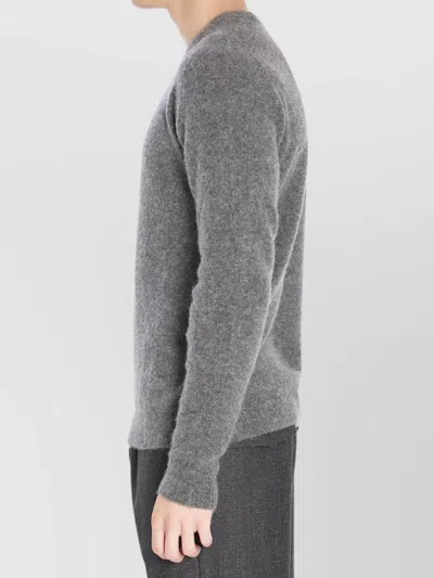 Roberto Collina Ribbed Cashmere Silk Crewneck Sweater In Black