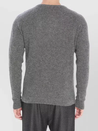 Roberto Collina Ribbed Cashmere Silk Crewneck Sweater In Black