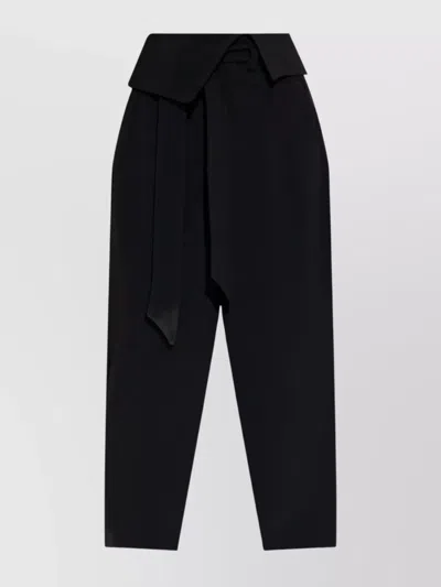 Attico Wrap-effect Belted Trousers In Black