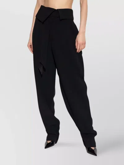 Attico Wrap-effect Belted Trousers In Black