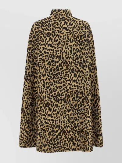 Valentino Womens Animalier Leopard Relaxed-fit Wool Cape In Multi