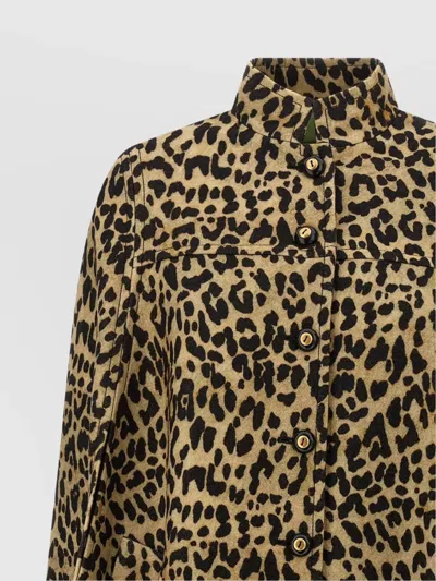 Valentino Womens Animalier Leopard Relaxed-fit Wool Cape In Multi