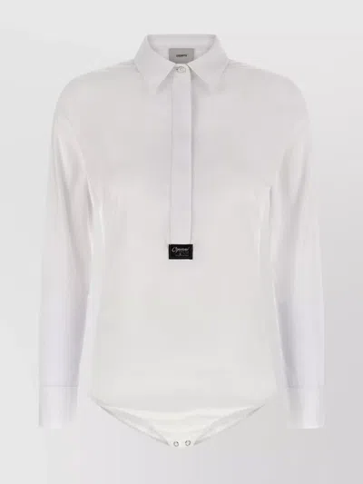 Coperni Bodysuit Collar Pointed Long Sleeves In White