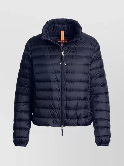 Parajumpers Quilted Jacket Hood Drawstring Waist In Blue